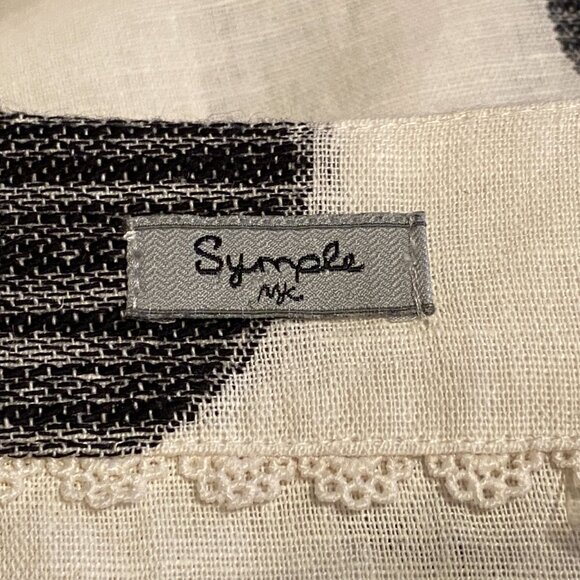 Symple nyc Sz M Linen/Cotton Womens Jacket Button Up 3/4 Sleeve White/Black Dot - Picture 10 of 12